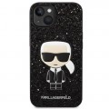 Karl Lagerfeld Glitter Flakes with Ikonik Patch θήκη για iPhone 14 Μαύρη